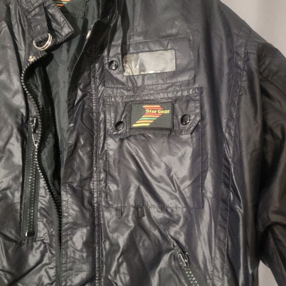 Vintage Star Gear 1980s Windbreaker Jacket Size Large Black Zip Pockets Retro - Picture 3 of 15
